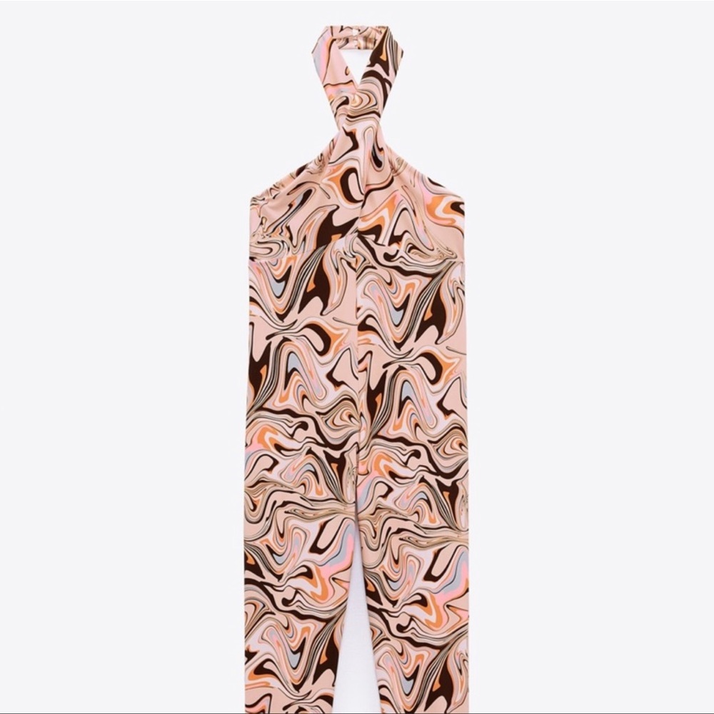 Zara long print pink jumpsuit. Size medium.